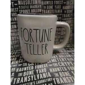 Rae Dunn Magenta Fortune Teller Halloween Coffee Mug White Purple Interior